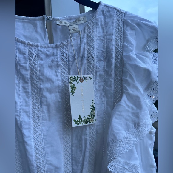 🆕 Chelsea&Violet White Ruffle Cotton Mini Dress Small Summer Boho Bridal Party - Picture 16 of 17